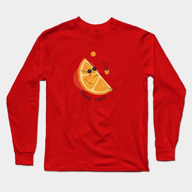 stay cool funny orange puns Long Sleeve T-Shirt by zaiynabhw